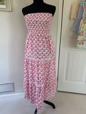 Target Strapless White Dress with Pink Floral Print